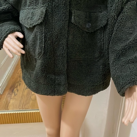 Zara green Teddy fleece oversized jacket - Picture 7 of 13